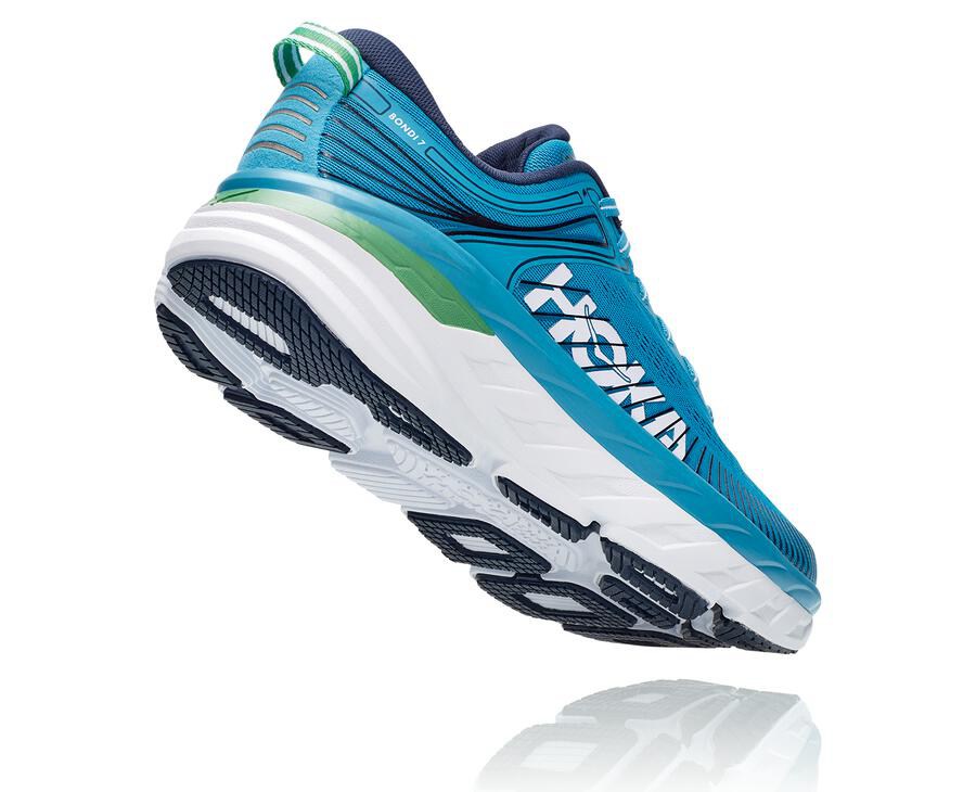 Hoka One One Running Shoes Mens Blue/White - Bondi 7 - 87263EGPK